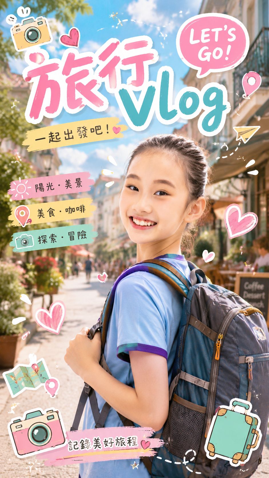 旅行 Vlog 封面：AI 輸出成果